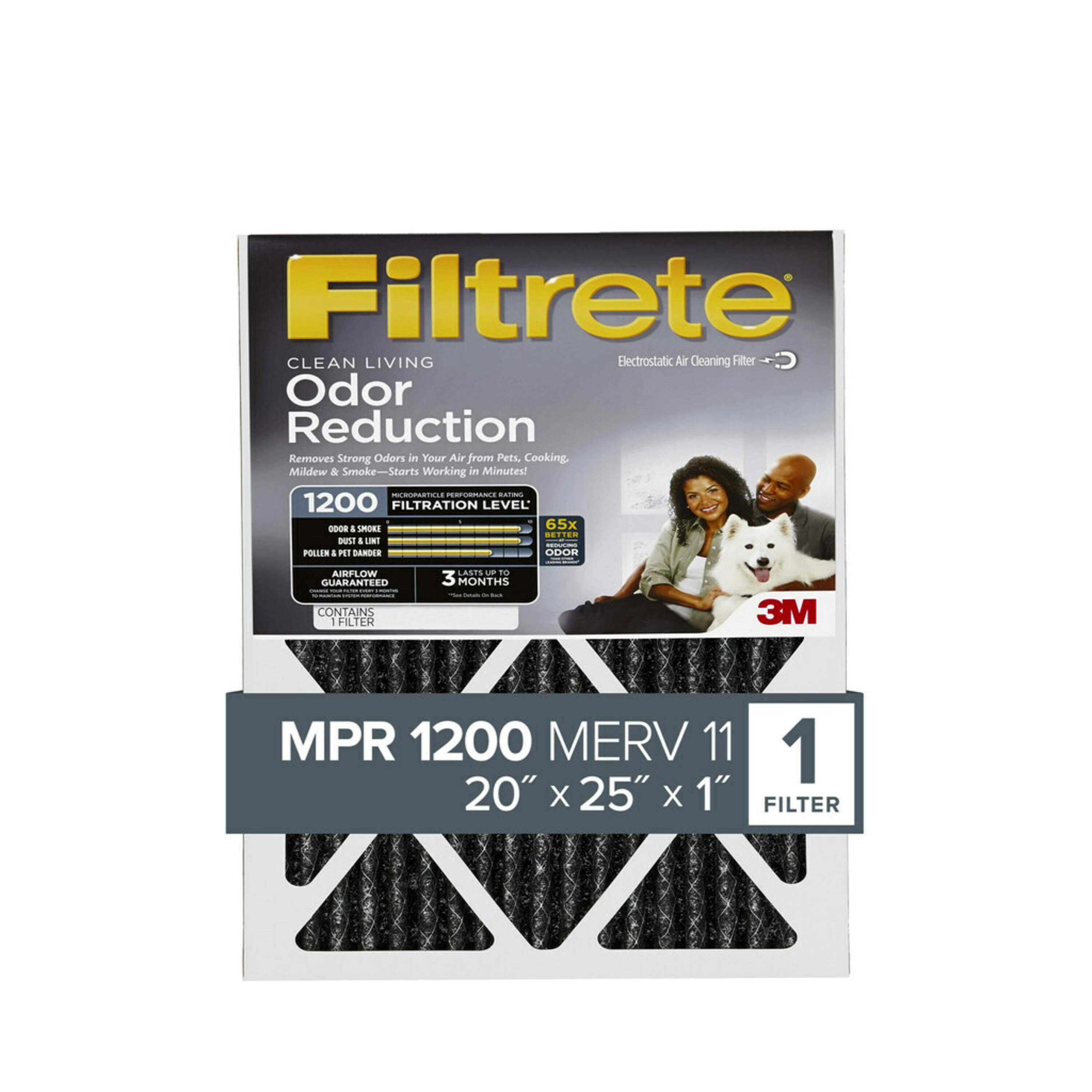 Filtrete by 3M Odor Reduction Air and Furnace Filter, 1200 MPR, 20 x 25 x 1  , 1 Filter - Walmart.com
