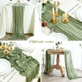 thumbnail image 6 of 6 Pack Sage Green Cheesecloth Table Runners 10ft Wide Gauze Boho for Bridal Shower Wedding Table Decorations, 6 of 7