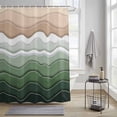 thumbnail image 4 of Abstract Shower Curtains for Bathroom, Sage Green Brown Gradient Waves Beach Lines Washable Fabric Shower Curtain with Hooks Waterproof Bathroom Decor Sets, 48 x 72 Inches, 4 of 9