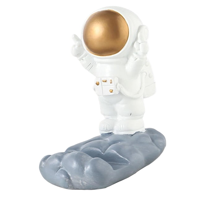 Soporte para teléfono de escritorio con adornos antideslizantes creativos para decoración del hogar. astronauta de pie