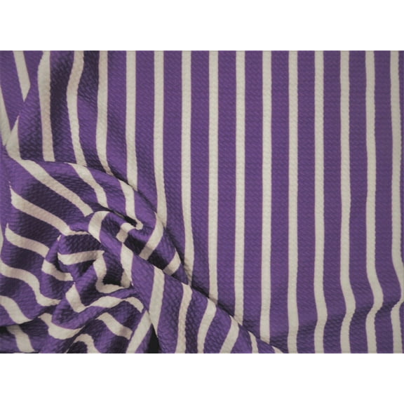 Bullet Printed Liverpool Textured Fabric 4 way Stretch Purple White Stripe W44