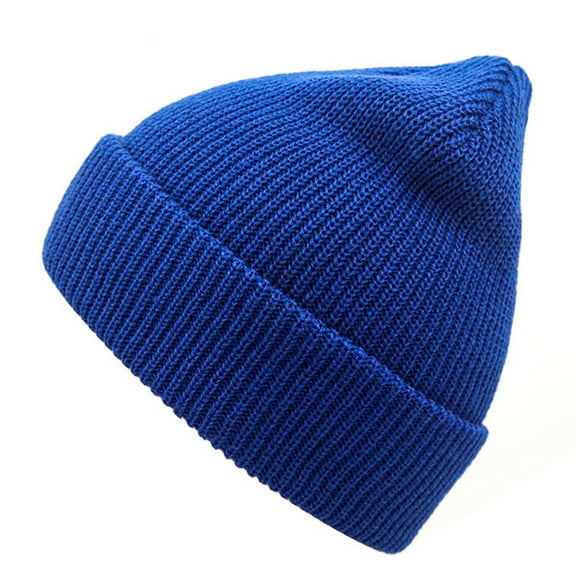 Dyfzdhu Men Women Winter Down Headgear Solid Color Pile Cap Casual Earmuffs Hat Blue