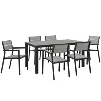 Side Dining Chair and Table Set, Dark Brown Gray, Metal, Outdoor Patio Balcony Cafe Bistro Garden Hospitality Restaurant, Modern Contemporary HB32682