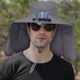 thumbnail image 3 of Under $1 PEONAVET Wide Brim Soalr Fan Hat for Men Women,Outdoor Sun Protection Sun Hat With Removable Neck Flap,UPF 50+ Fishing Hat for Fishing, Hiking, Camping（Dark Gray）, 3 of 5