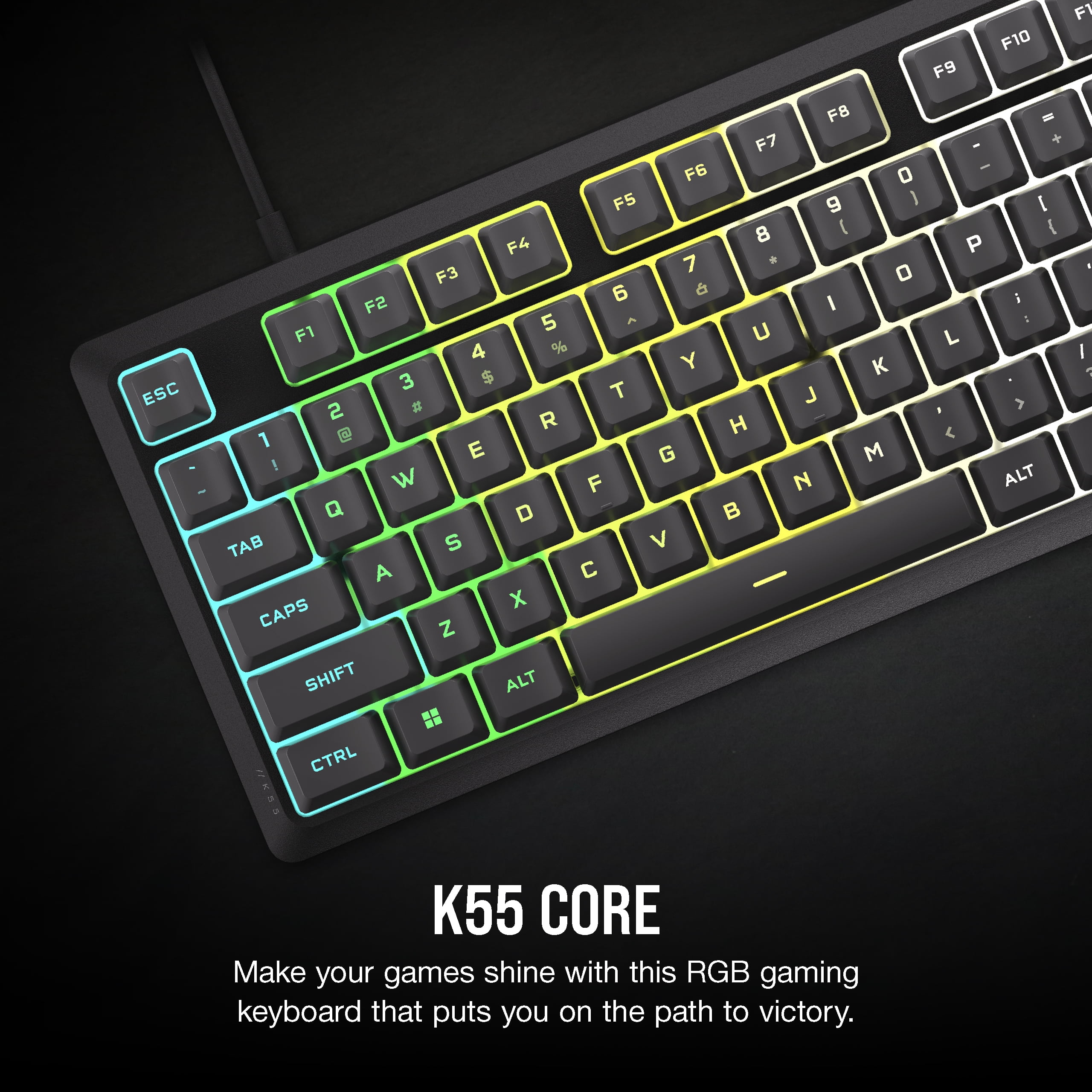 Corsair K55 CORE RGB Full Size USB Gaming Keyboard with Safety Leaflet, Black & Gray