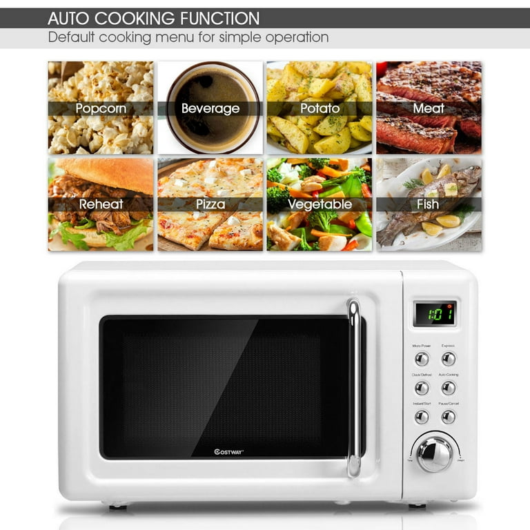 Costway 0.9Cu.ft. Retro Countertop Compact Microwave Oven 900W 8 Cooking  Settings BlackGreenWhite
