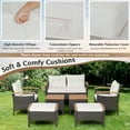 thumbnail image 6 of Costway 7 Piece Pe Rattan Outdoor Patio Bar Set with Ottoman, Black/Off White, 6 of 9