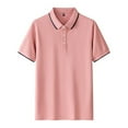 thumbnail image 2 of HVOBTTY Men's Plus Size Summer Shirts Fashion Soft Casual Solid Color Short Sleeve Lapel Breathable Daily Outdoor Sport Top Pink A, XL, 2 of 4