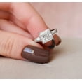 thumbnail image 2 of solitaire jewels 2.5CT Princess Moissanit 3 Stone Engagement Ring For Women, 14K White Gold Plating Over Silver, D Color VVS Clarity, 2 of 10