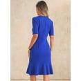 thumbnail image 3 of DARING DIVA Sweetheart Neck Cocktail Fishtail Bodycon Midi Dress M Royal Blue, 3 of 6