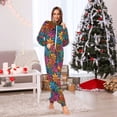 thumbnail image 2 of Adult Christmas Onesie Brightolorful Flowers Adult Zipper One-Piece Pajamas Unisex Pajamas with Pockets, 2 of 6