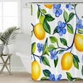 thumbnail image 2 of Extra Long Shower Curtain 72x84 Inch, Yellow Lemon Shower Curtain Waterproof Bathroom Decor Blue Flower Botanical Blossom Motif Spring Fabric Bath Curtain Set Accessories with Hooks, 2 of 6