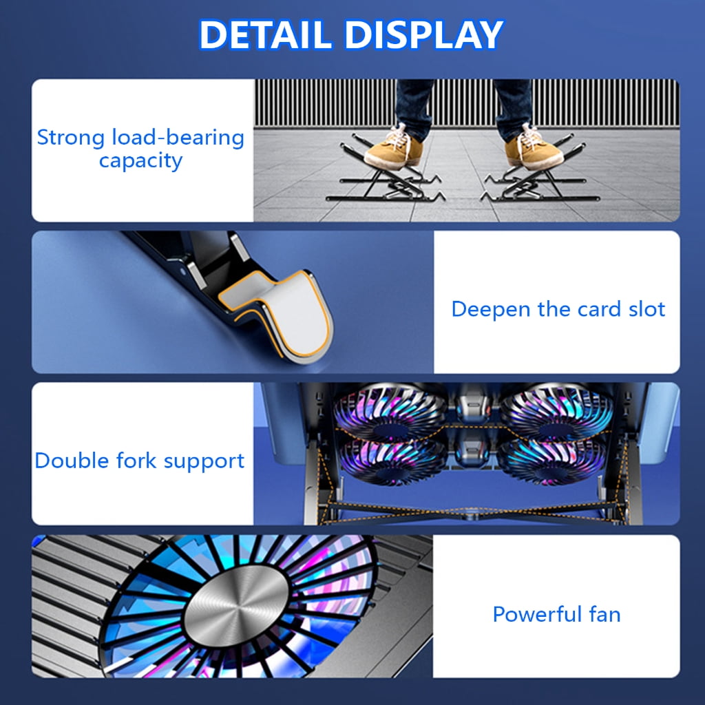 YIEMEEN Gaming Laptop Coolers Laptop Fan Cooling Stand Quiet Cooling Fan for Laptop Height Stand LED Light Laptop Cooling Pad