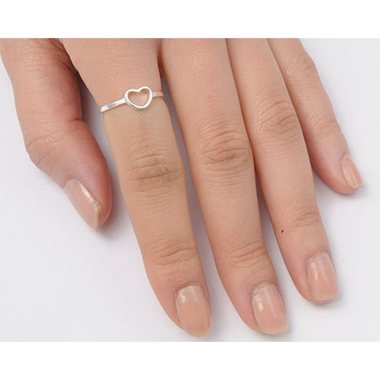 Heart Women's Girl's Promise Ring .925 Sterling Silver Band