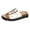 White, variant on Rokment Womens Cork Footbed Slippers Sandals Beach Summer Comfortable Casual 2 Buckles Leather Wide Width Orthopedic Platform Walking Slip on Slides Black Size 6.5