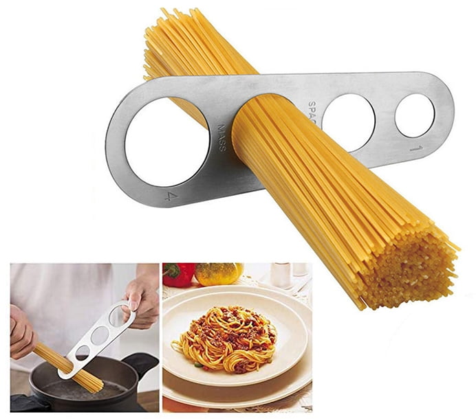 4-holes Stainless Steel Spaghetti Measurer Pasta Measure Cook Kitchen Cake Ruler Spaghetti Noodle Measure Portion Control 
