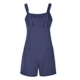 thumbnail image 4 of JINMGG Shorts for Women Clearance $5 Plus Size Womens Fashion Summer Solid Casual Sleeveless Suspender Short Jumpsuit Navy XXXXL, 4 of 7