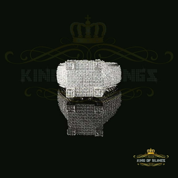 King of Bling's Sterling Cubic Zirconia White Silver Square 3.25ct Fashion Women's Ring Size 8