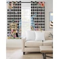 thumbnail image 2 of Spring Gnomes Floral Blackout Curtains for Bedroom Living Room Darkening Curtains 54 Inch Long Pink Tulip Botanical Black Plaid Short Curtain for Small Window Treatment Grommet Drapes 42"x54"x2, 2 of 9