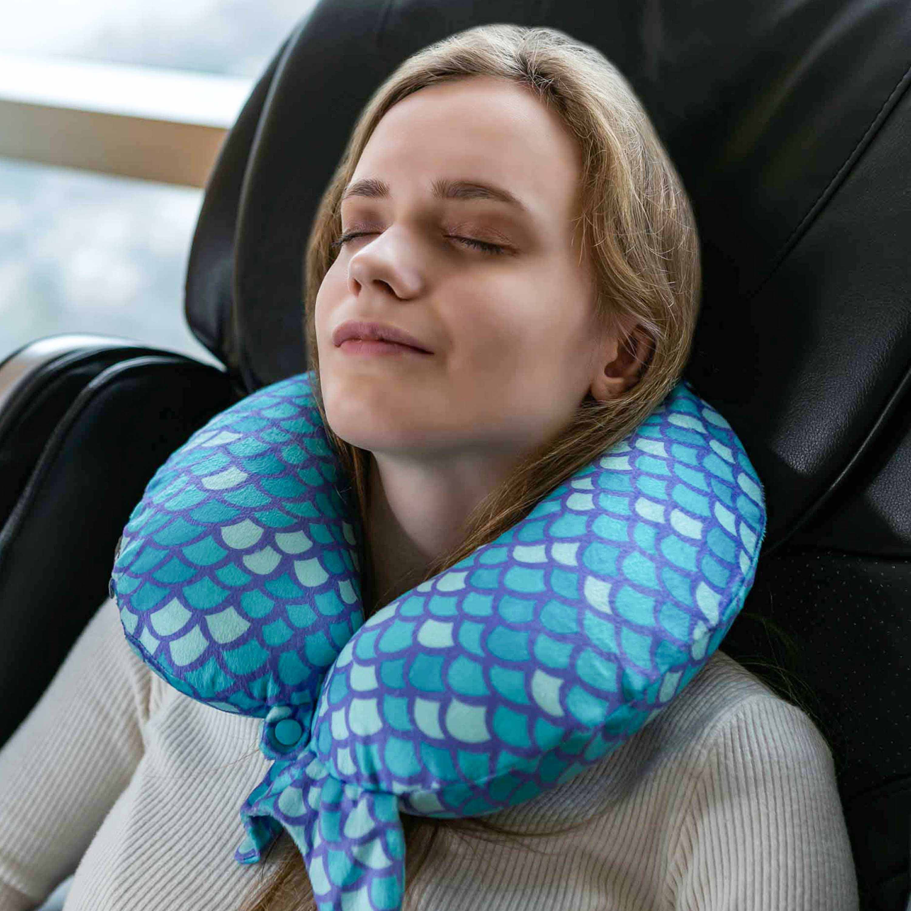 Bon Voyage Mermaid Tail Memory Foam Travel Neck Pillow Blue