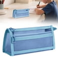 thumbnail image 3 of Transparent Mesh Pencil Case, Large Capacity Double Layer Pen Organizer With Zipper, Triangular Standing Storage Bag For Art Supplies (Multicolor ,22*10), 3 of 9