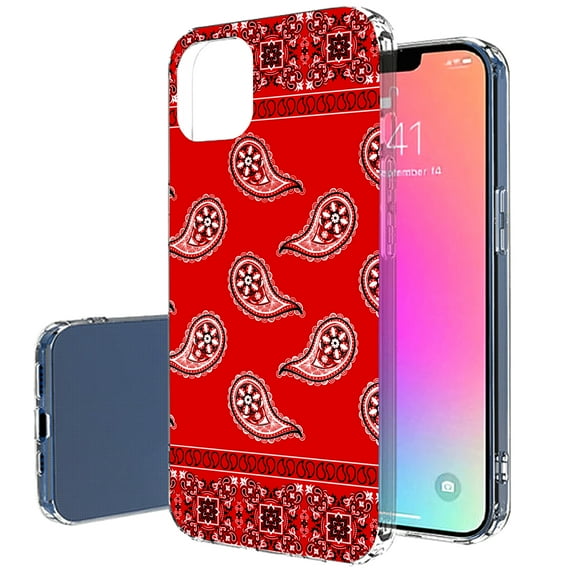 TalkingCase Slim Phone Case Compatible for Apple iPhone 14 Pro Max, Classic Red Bandana Print, Lightweight, Flexible, Soft, Printed in USA