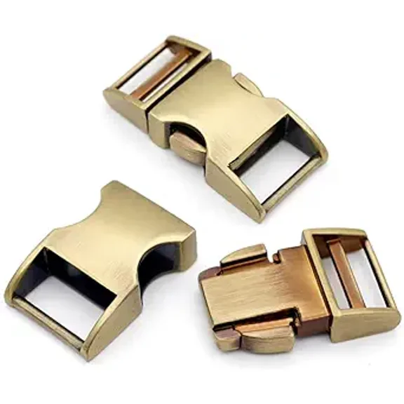 1/2 inch Metal Curved Side Release Buckle Clip Lock for Belt Paracord Bracelet Pet Collar Pack of 5 (Brushed Brass)