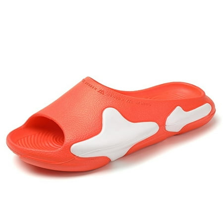 

Lopsie Womens Mens Slippers Non-Slip Quick Drying Open Toe Thick Sole Orange White