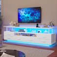 thumbnail image 5 of AMUZER  TV Stand with Charging Station & LED Lights,TV Stand for 65 70 Inches TV,with 6 PU Fabric Drawers, Open Shelves ,for Living Room Bedroom, White, 5 of 9