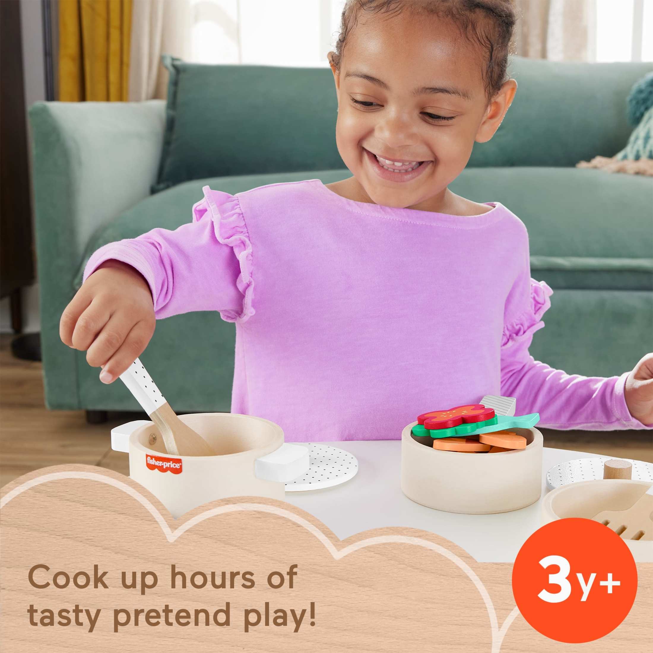 Fisher-Price Wooden Kitchen Pots & Pans Set photo 2