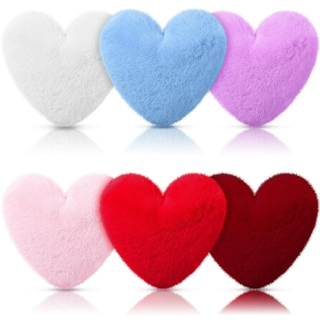 Almohadas Liliful de piel sintética de conejo en forma de corazón, 6 unidades, 30 x 28 x 7 cm