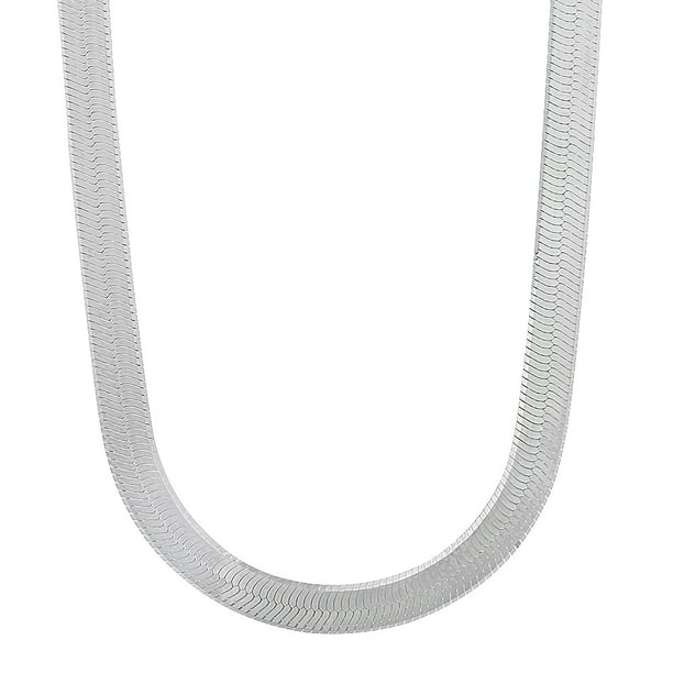 The Bling Factory 4.5mm Solid .925 Sterling Silver Flat Herringbone