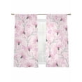 thumbnail image 2 of Pink Flower Sheer Curtains 72 Inches Long 2 Panels Country Plant Retro Watercolor Texture Light Filtering Semi Sheer Window Curtains Drapes for Bedroom Living Room 52"x72", 2 of 7
