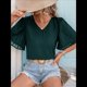 thumbnail image 4 of Blusas Elegantes de Verano para Mujer, con Cuello en V, Corta y Pétalos Abullonados, Informales, para Trabajo y Negocios Verde Oscuro XL, 4 of 8