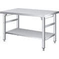 thumbnail image 2 of Bingirl Table de Préparation Commerciale Pliable à 2 Niveaux en Acier Inoxydable de 36, 48, 60 Pouces avec Tablette Inférieure Réglable et Roulettes Verrouillables - Établi en Métal Robuste Certifié NSF pour Cuisine, Restaurant, Garage, 2 of 7