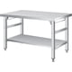thumbnail image 2 of 36, 48, 60-pulgada stainless steel 2 niveles folding commercial prep mesa con adjustable undershelf y locking casters - heavy duty nsf metal workbench para kitchen, restaurant, garage, 2 of 7