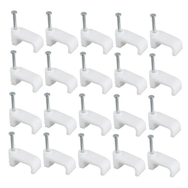 NUOLUX 100pcs 16mm Plastic Cable Clip Wire Cord Fastener Telephone Line Tie Fixer Organizer Wall Clamp