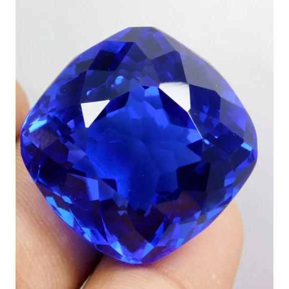 93 Ct Blue Tanzania Of Tanzanite Glass Filled Stone Cushion Cut Loose Gemstone