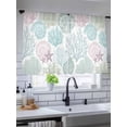 thumbnail image 5 of Sheer Curtains 45 inches Long, Ocean Life Texture Watercolor Coral Shell Starfish Light Filtering Sheer Window Curtains Rod Pocket Voile Drapes for Bedroom Living Room, 52"W x 45"L 2 Panels, 5 of 7