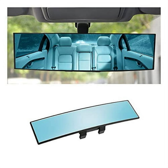 Car Rearview Mirror, 12 Inch Panoramic Wide Angle Anti-Glare, Clip on Auto Rear View Mirror, HD Clear Convex Surface, Car Interior Accessories Universal for SUV, Truck, Van, Vehicles (Blue Rectangle)