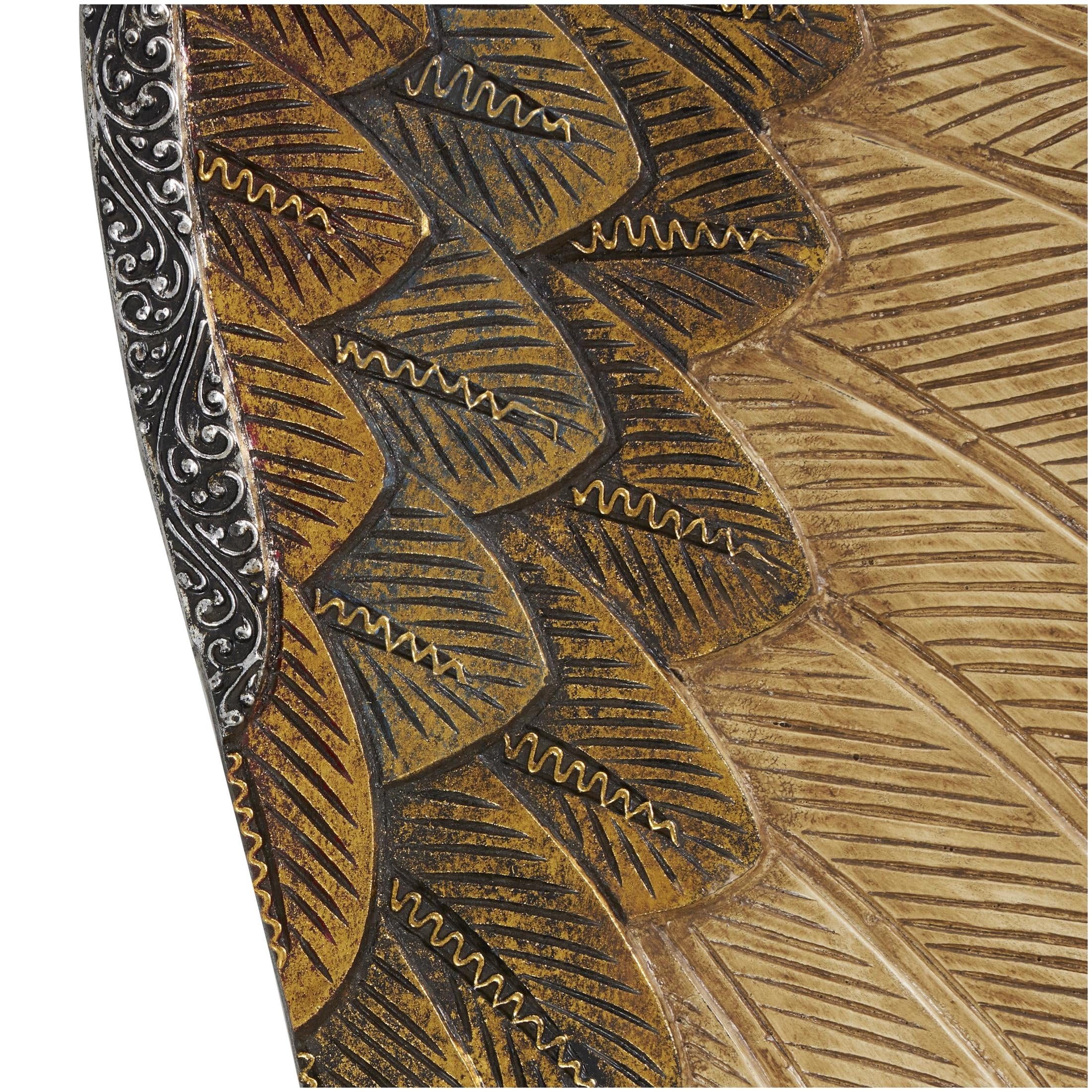 DecMode Gold Wooden Carved Angel Wings Bird Wall Decor with Gold Accents (2 Count)