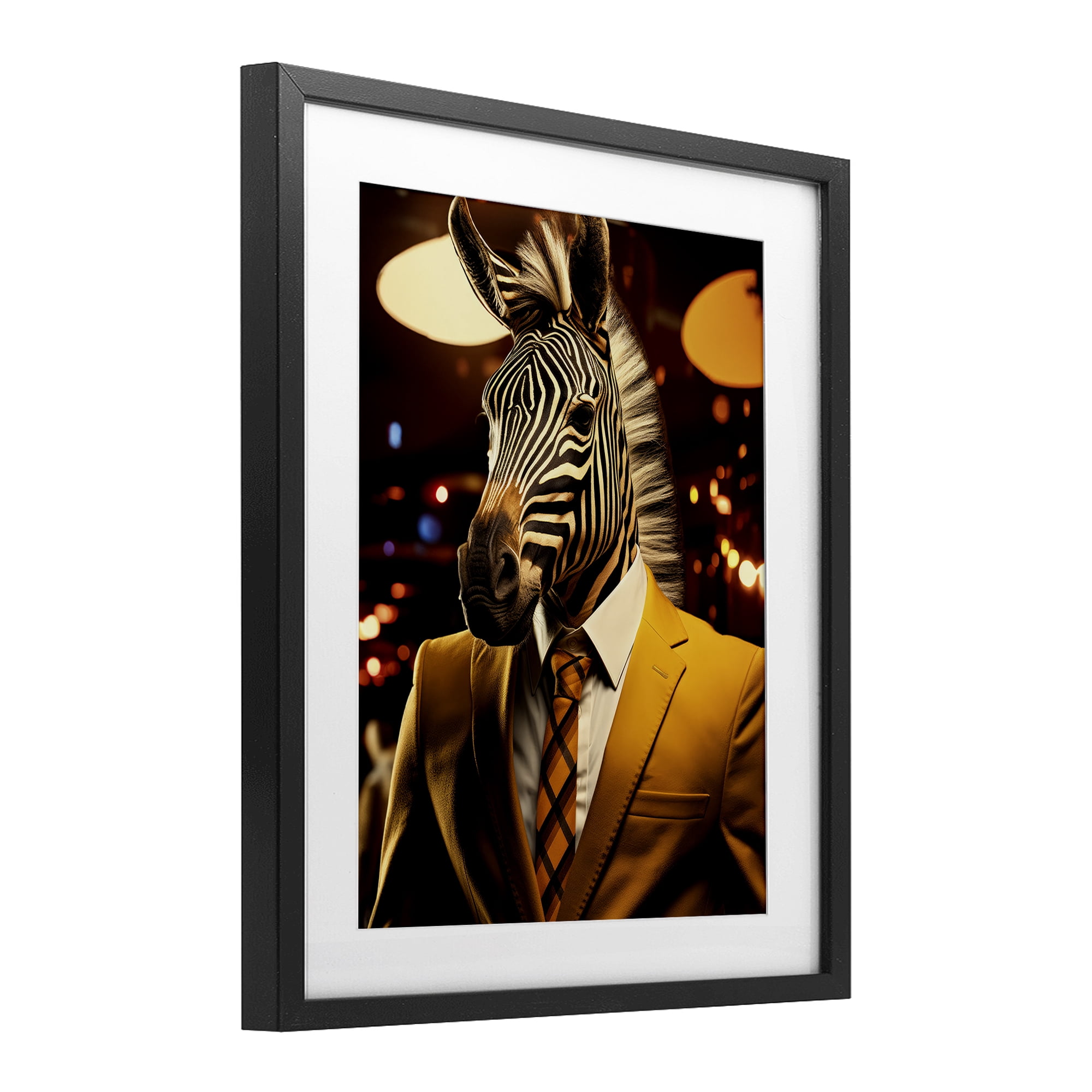 Stupell Industries Trendy Debonair Zebra Black Framed Print Under Glass, design by Ray Powers