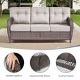 thumbnail image 3 of Giantfurnni 6 Piece Patio Wicker Furniture Sets, Outdoor 5" Thick Cushioned Conversation Sofa Sets with Rocking Swivel Chairs, Ottomans and Coffee Table for Backyard Porch Garden, Beige, 3 of 11