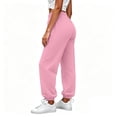 thumbnail image 5 of Women's Jogger Pants, Elastic Waist Solid Casual Pants with Side Pockets, Running Fitness Workout Wear, Womens Joggers | VerBelle,Pink S, 5 of 8