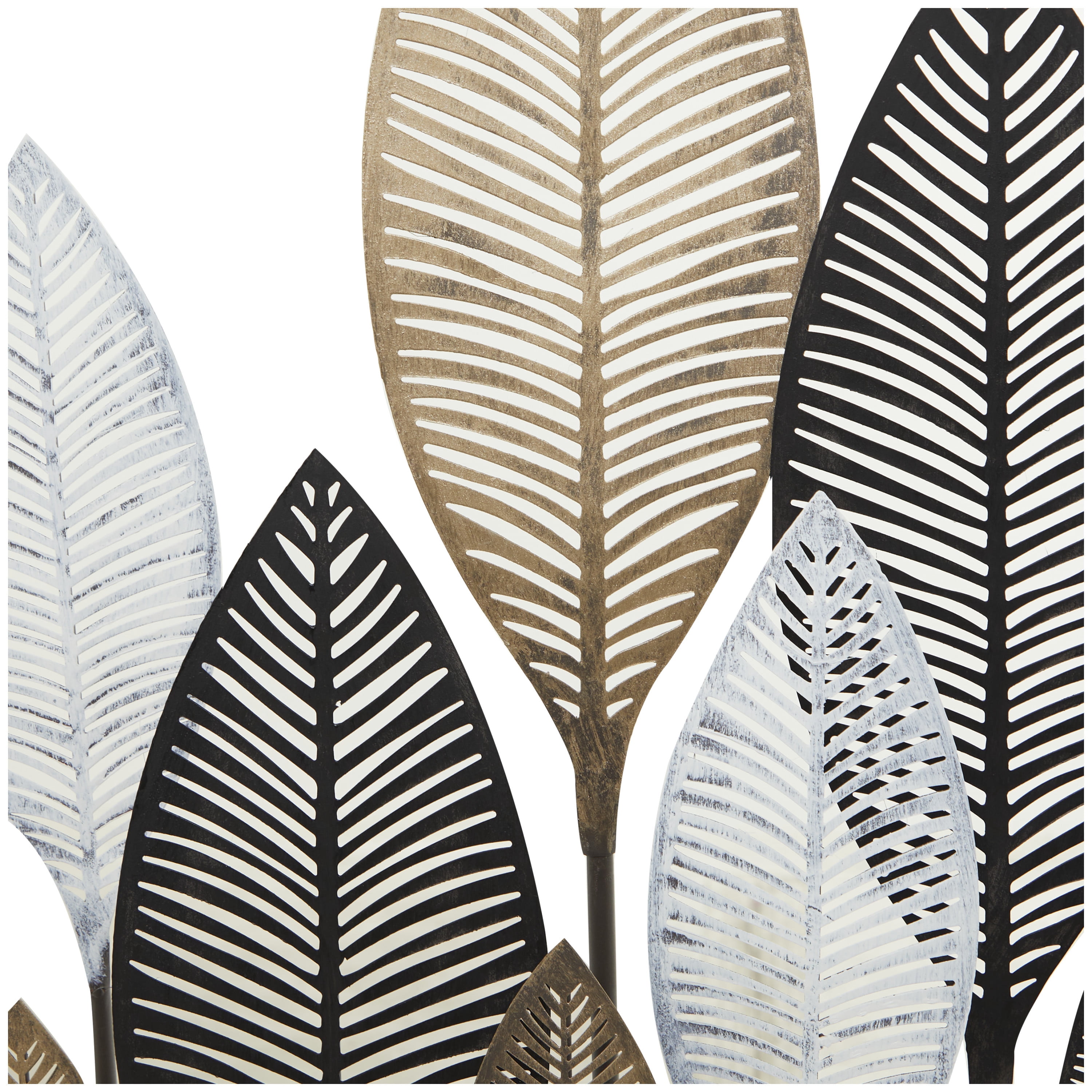 20" x 38" Bronze Metal Leaf Sculpture with Black Base, by DecMode