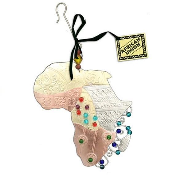African Union Metal Christmas Tree Ornament Fair Trade Africa New