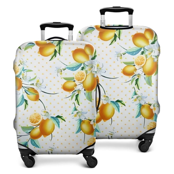 Yellow Lemon Flowers White Pattern Luggage Cover Fashion Suitcase Cover Baggage Covers Fit 25-28 Inch Luggage (Go Travel)