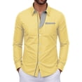 thumbnail image 2 of Daiosportswear Men's Casual Long Sleeve Dress Shirts Business Slim Fit Beach Yoga Shirt Button-Down Collar Blouse with Pockets Yellow XXS, 2 of 7