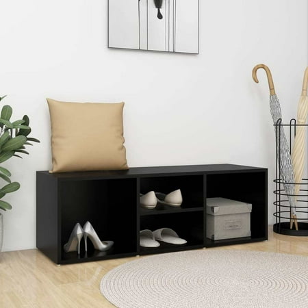 

HINDUNY Shoe Storage Bench Black 41.3 x41.3 x13.8 Chipboard