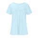 thumbnail image 5 of Camisetas Casuales de Mujer Cuello Redondo de Color Sólido con Diseño de Manga de Botón Ahuecado, Camiseta de Verano Ligera para Uso Diario, 5 of 8